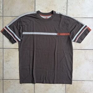 Xtreme Gear XG T Shirt Mens Medium Brown Knit Stripe Y2K Skater Surf Crewneck